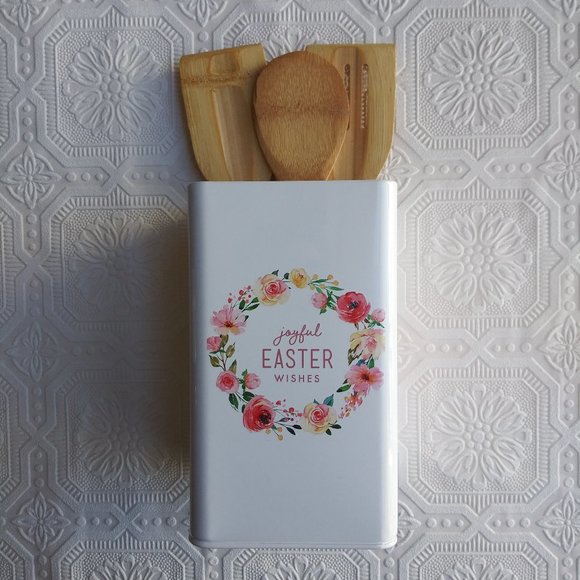 Spring April Easter Floral Metal Utensil Holder 1 pc - Picture 10 of 10